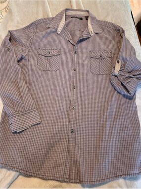 Men's Purple Check Button-Up Shirt